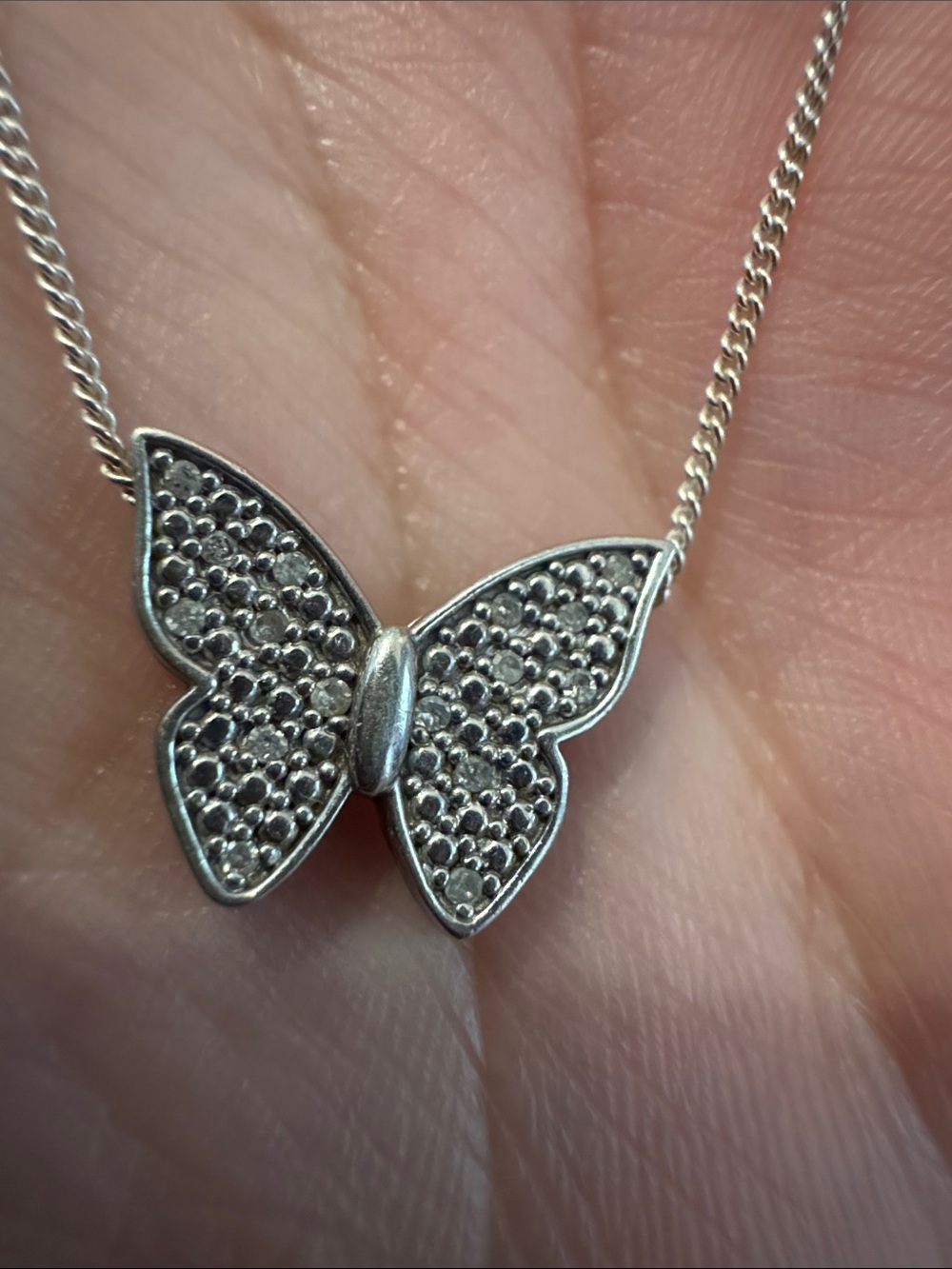 Sterling Silver Butterfly Pendant Necklace - Silver